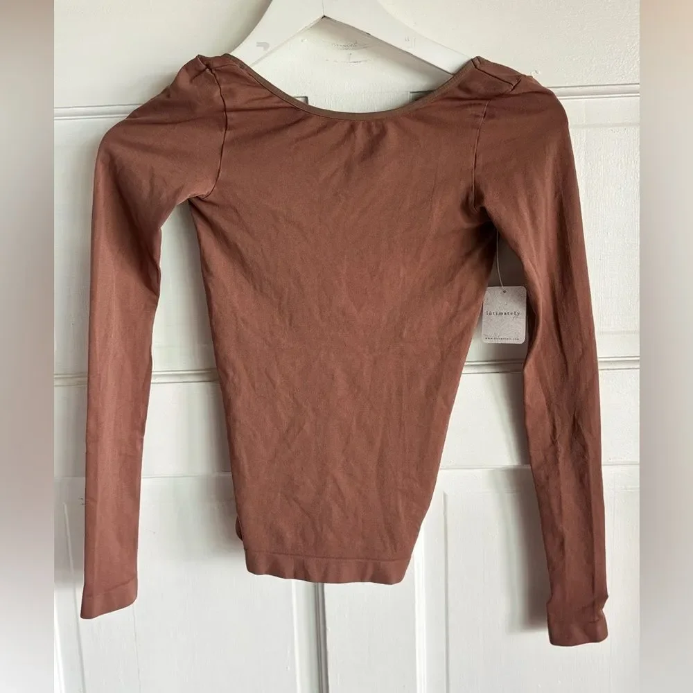 Nwt Free People intimately withered rose long sleeve seamless open back top